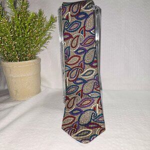 GIVENCHY MONSIEUR ITALIAN SILK TIE MUSHROOM COLOR WITH MULTI COLOR PAISLEY MENS